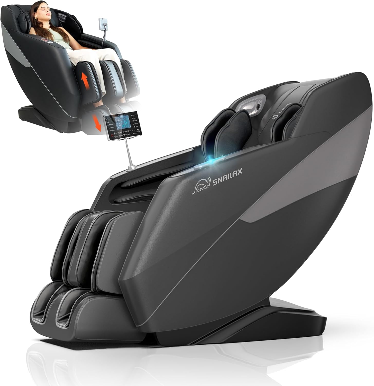 Snailax 4D Massage Chair Full Body, Zero Gravity, SL Track Shiatsu Massage Recliner Chair, 12 Auto Modes, Compression, Heat, Kneading, Rolling,Stretch,Body Scan,Foot Roller Massage,Black