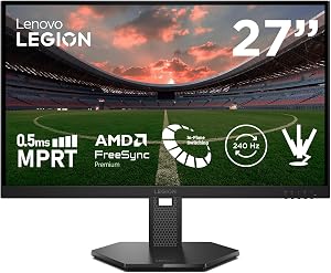 Lenovo Legion 27Q-10 – Monitor Gaming QHD 27″ (IPS, 240 Hz, 0.5 ms, 16:9, HDMI 2.1 – DP 1.4, NVIDIA G-Sync, AMD FreeSync Premium, VESA Adaptive Sync, Ajuste Inclinación/Altura/Pivote/Giro) Negro