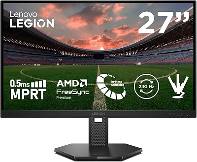 Lenovo Legion 27Q-10 – Monitor Gaming QHD 27″ (IPS, 240 Hz, 0.5 ms, 16:9, HDMI 2.1 – DP 1.4, NVIDIA G-Sync, AMD FreeSync Premium, VESA Adaptive Sync, Ajuste Inclinación/Altura/Pivote/Giro) Negro