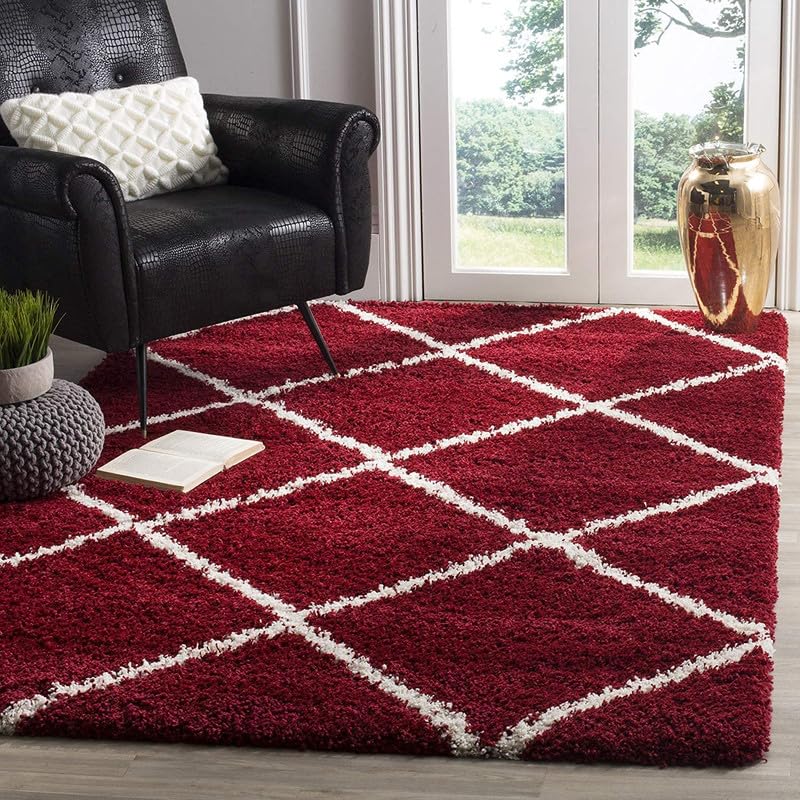 Image of TRANQUIL Polyester Fluffy Fur Rug Shaggy Modern Carpet for Living Room, Bedroom, Guest Room, Kids Room (6x9 Feet, Red Box)