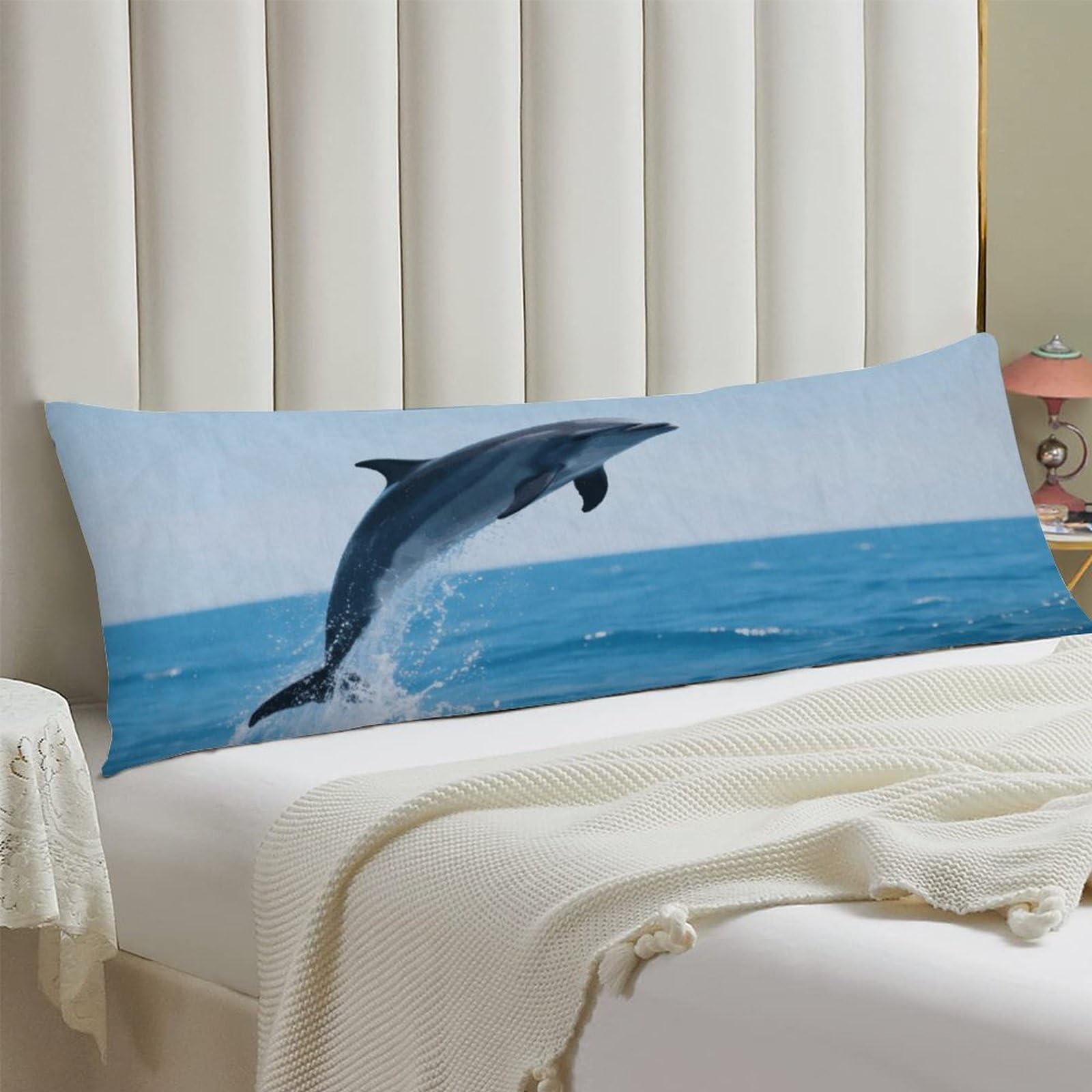 Body Pillow Cover 20x54 Long Pillow Case with Invisible Zipper Breathable Microfiber Dolphin Underwater Pillowcase Soft Cozy Protector for Bedroom Couch Sofa Bed Home Decor All Seasons