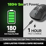 TMKB Falcon M1 Wireless Gaming Mouse, 24000DPI Optical Sensor, 180Hrs Battery, Lightweight, 6 Programmable Buttons, RGB Strip, 2.4G/BT5.2/USB-C Wired for PC/Mac/Laptop - Matte Black