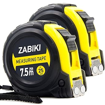 Zabiki Measuring Tape Measure, 25 Ft Decimal Retractable Dual Side Ruler with Metric and Inches, Easy to Read, for Surveyors, Engineers and Electricians, with Magnetic Tip and Rubber Protective Casing