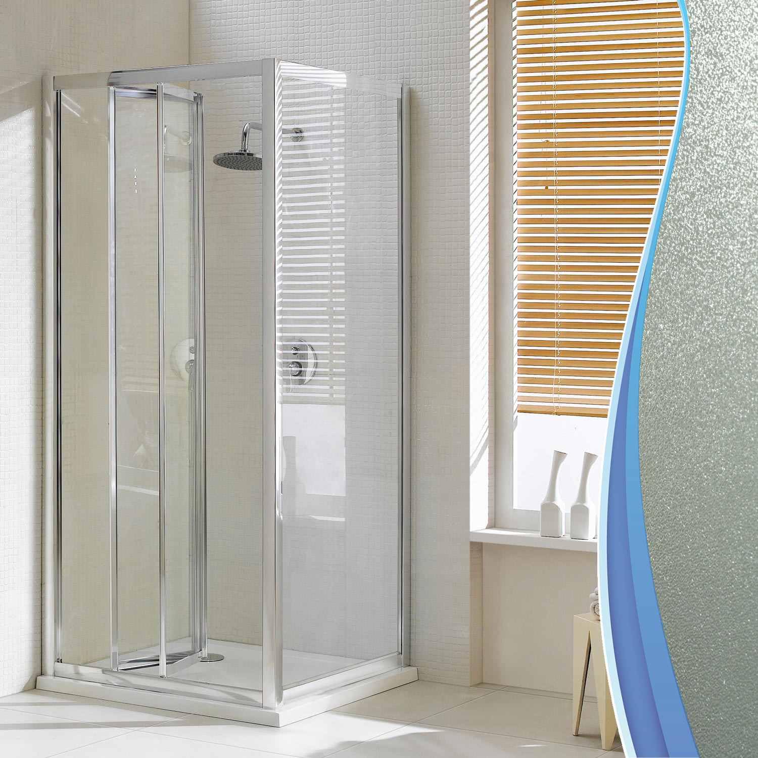 Box Doccia Angolare 80x80 cm 1 Anta a Libro in Cristallo Opaco 4mm H198 Fyn Duo