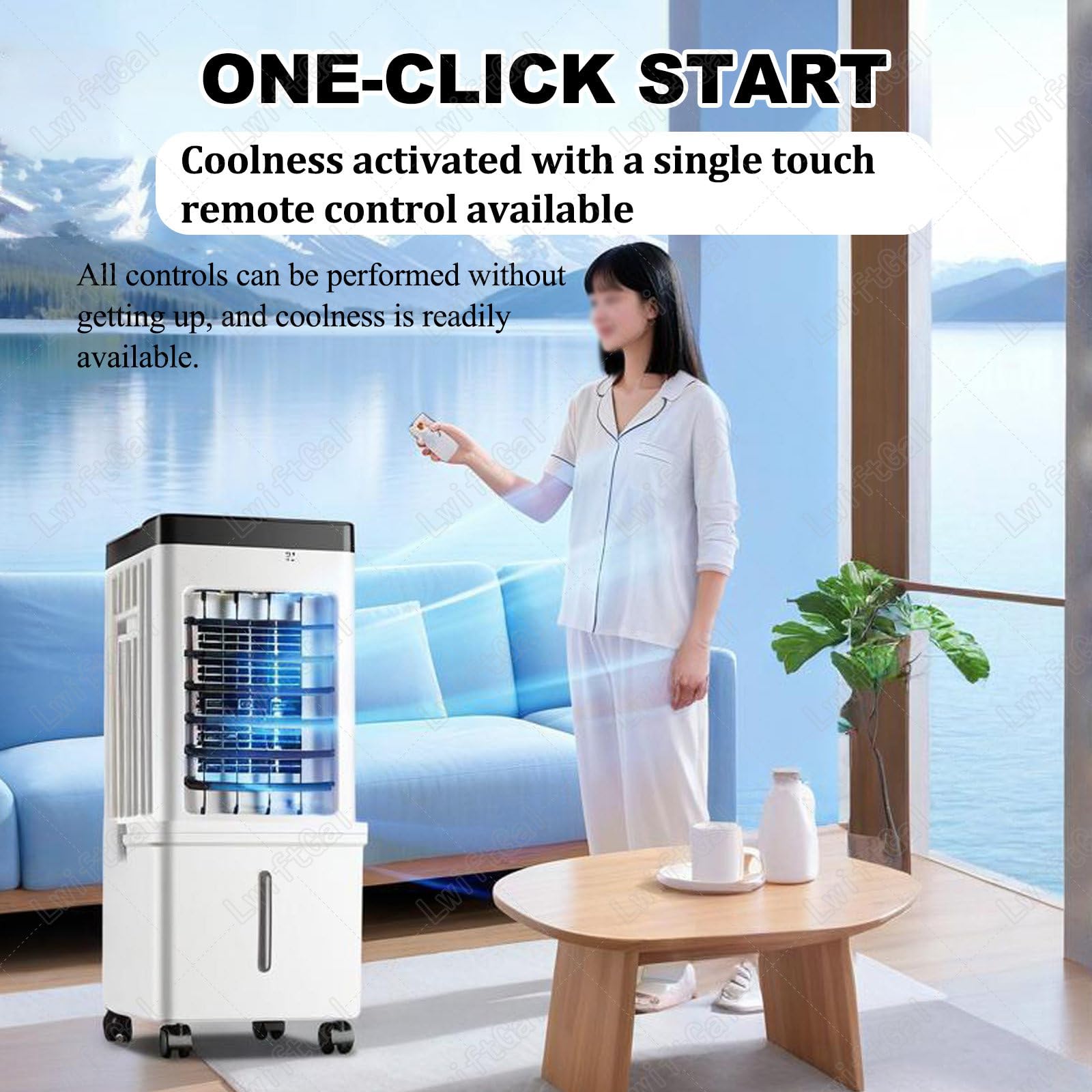 Climatizador Evaporativo PortáTil 15l, Silencioso para Dormitorio Y Oficina, Ruedas, 3 Velocidades con Temporizador De 7,5 Horas, para HabitacióN