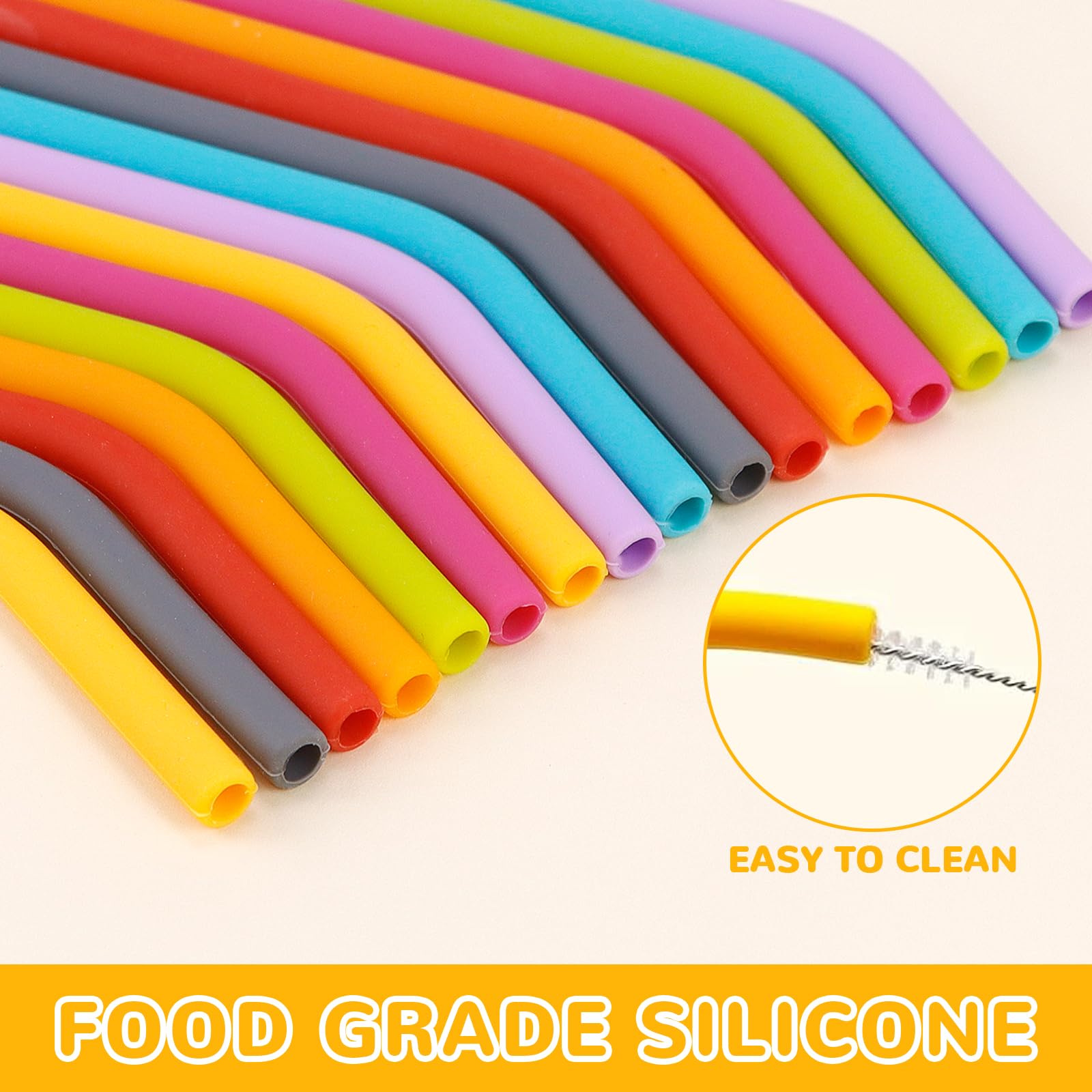 60 cannucce, cannucce riutilizzabili con 2 spazzole per la pulizia, cannuccia per frullati, succhi di frutta, cocktail, bevande calde (diametro 10 mm, lunghezza 23 cm