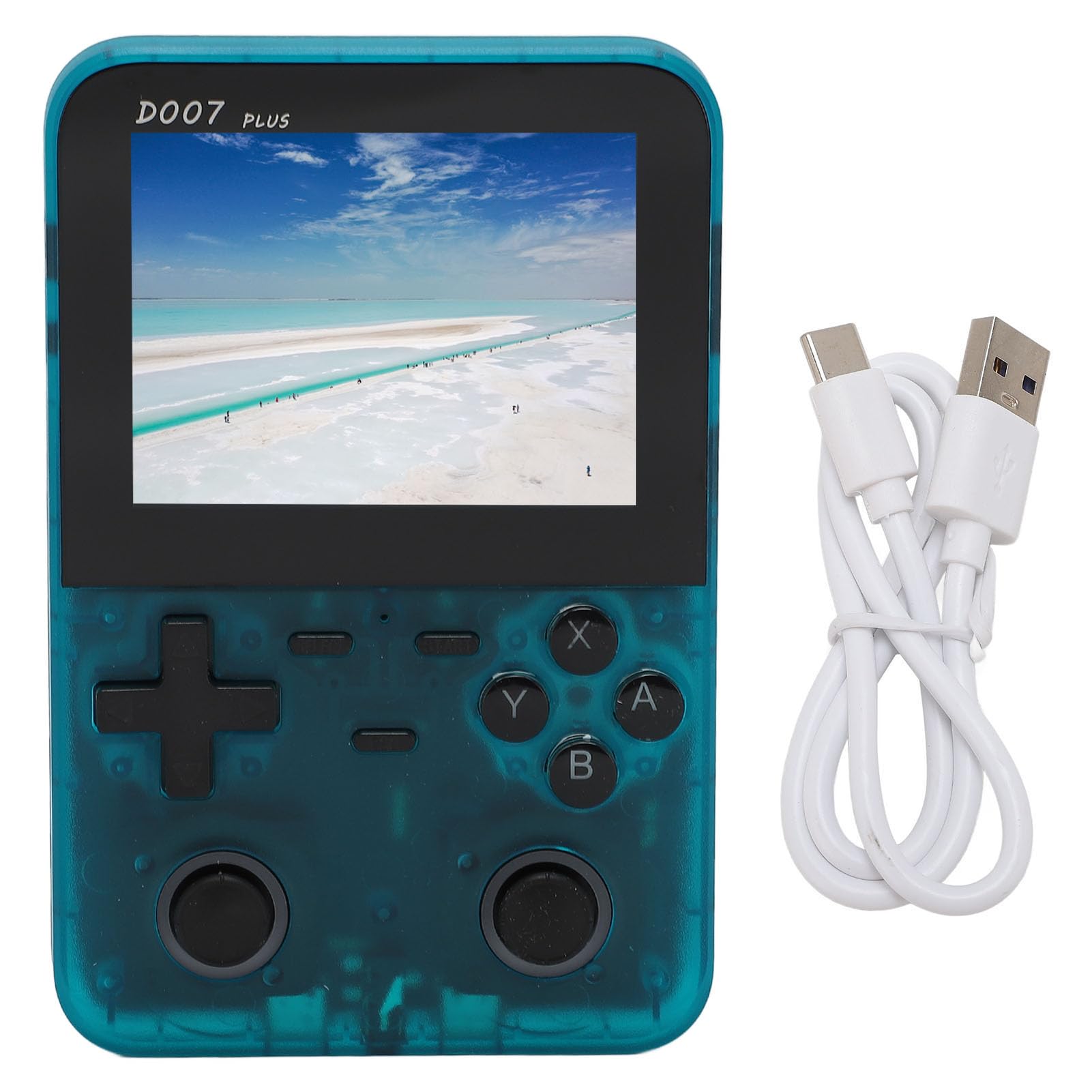 Przenośna Konsola do Gier, Podwójny Joystick Retro Przenośna Konsola do Gier Obsługuje 9 Emulatorów Wyświetlacz IPS dla Rozrywki (Przezroczysty niebieski)