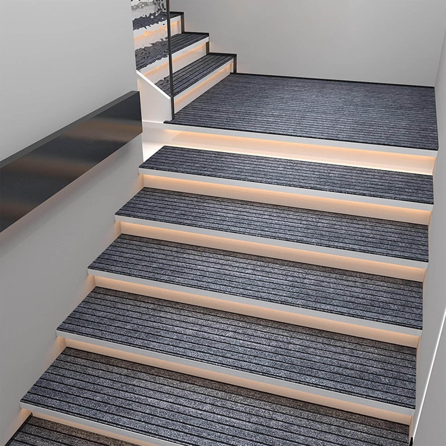Gris,25x100cm,Lot de 4 Protection d'escalier,Tapis Escalier,Tapis Escalier Antidérapant,Marchette escalier Anti Derapant escalier,pour Enfants, Aîné, Appartement