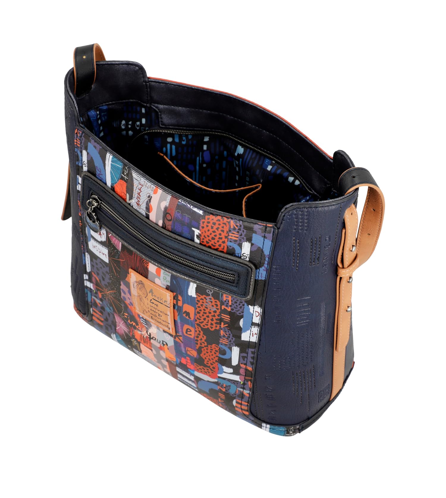 Anekke Große Schultertasche für Damen, 1 verstellbarer Schultergurt, Reißverschluss und zeitgemäße Tasche, Zubehör und Accessoires für Damen, Maße 31 x 30 x 13 cm, bunt, Zeitgenössisch