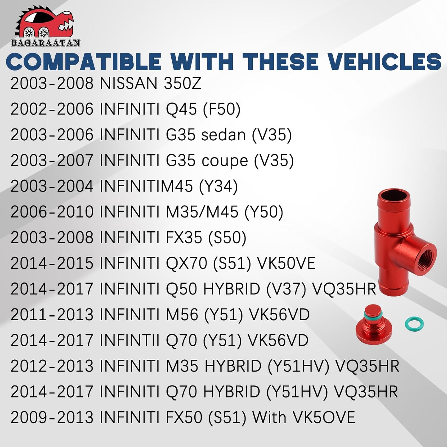 Heater Hose Connector Upgraded Aluminum Coolant Bleeder Compatible with Nissan 03-08 350Z 02-06 Infiniti Q45 G35 2003-2010 M35 M45 M56 FX35 FX50 QX50 QX70 Replaces Number: 92500-AR000