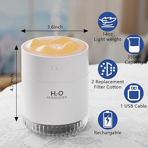 Miniatura 5 de HOTLIFE Mini humidificador portátil, pequeño humidificador de plantas de niebla fría, humidificador personal recargable de escritorio para