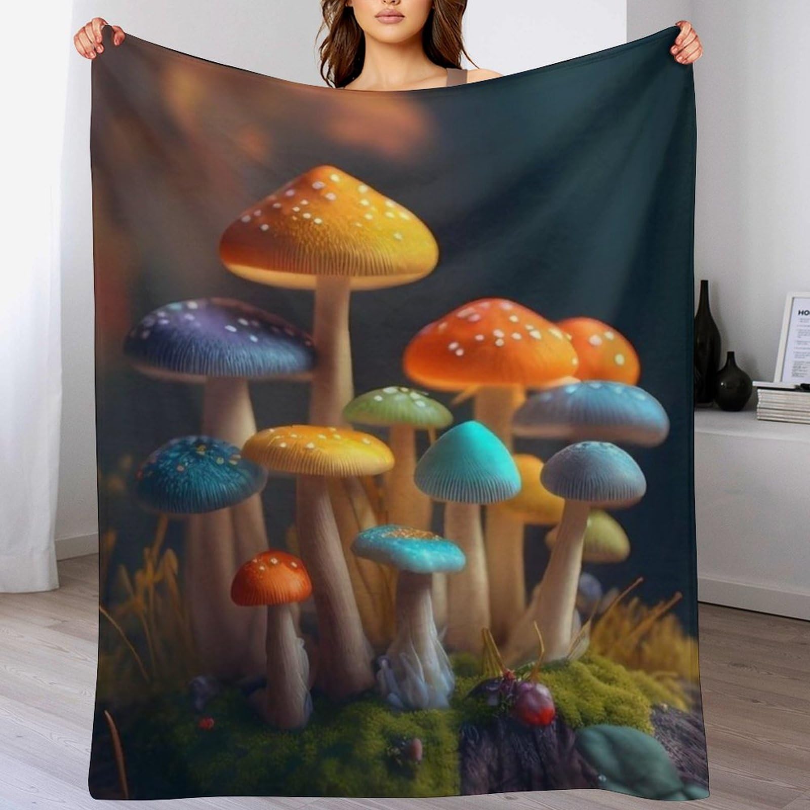 Plaid doux flanelle champignon couverture de lit et canapé 140x180