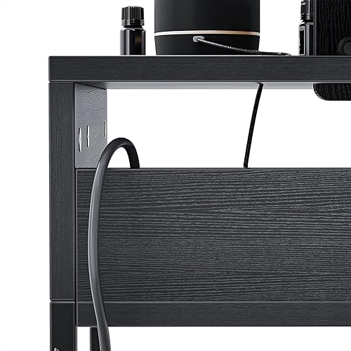 Miniatura 8 de CubiCubi Mesa auxiliar con compartimento de almacenamiento, mesa auxiliar pequeña, archivador rústico, gestión de cables, mesita de noche, sala de