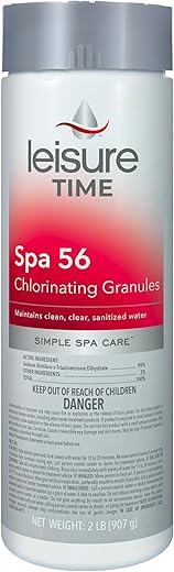 LEISURE TIME 22337A Spa 56 Chlorinating Granules for Hot Tubs, 2 lbs, gray
