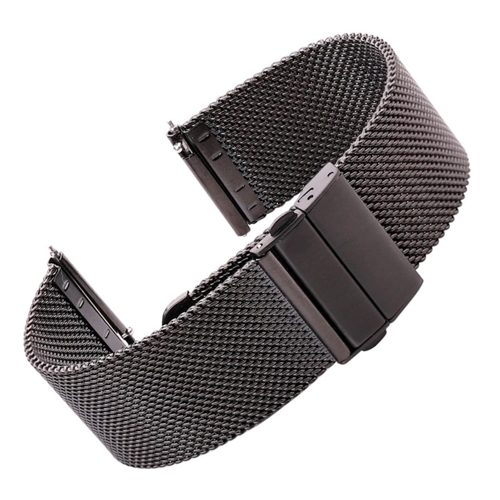 Edelstahl-Mesh-Armband im Milanaise-Stil, silber/schwarz, kompatibel mit Galaxy Watch 4 und 3, Faltschließe, 16 mm, 18, 20, 22