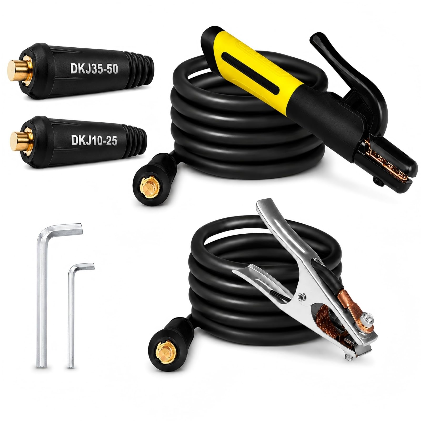 SSimder Electrode Holder, Leads &amp; Ground Clamp Set, Dinse 10-25 35-50