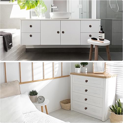 Miniatura 7 de TICONN Perillas redondas para cajones de 1-14 pulgadas de diámetro, accesorios para gabinete de cocina con tornillos de montaje (acabado de bronce