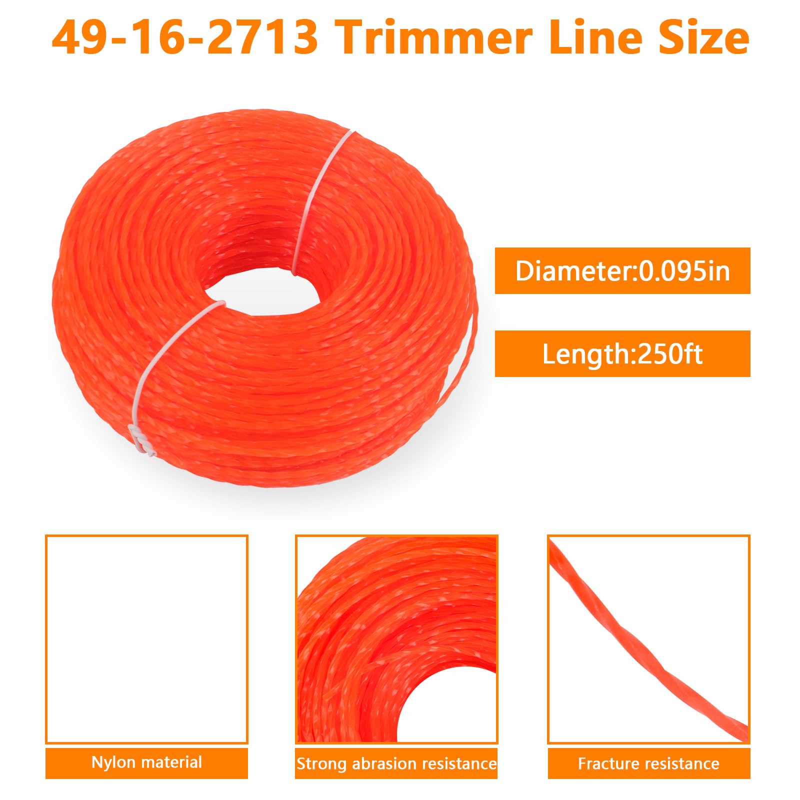 Rotary # 10069 Votex Trimmer line Black Commercial Grade #.130 Dia 16 1/4