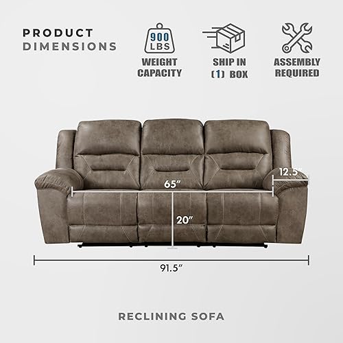 Miniatura 2 de Lexicon Sofá reclinable mecedor para sala de estar, sofá reclinable manual de pared Hugger, asiento de cine en casa, montaje requerido, marrón