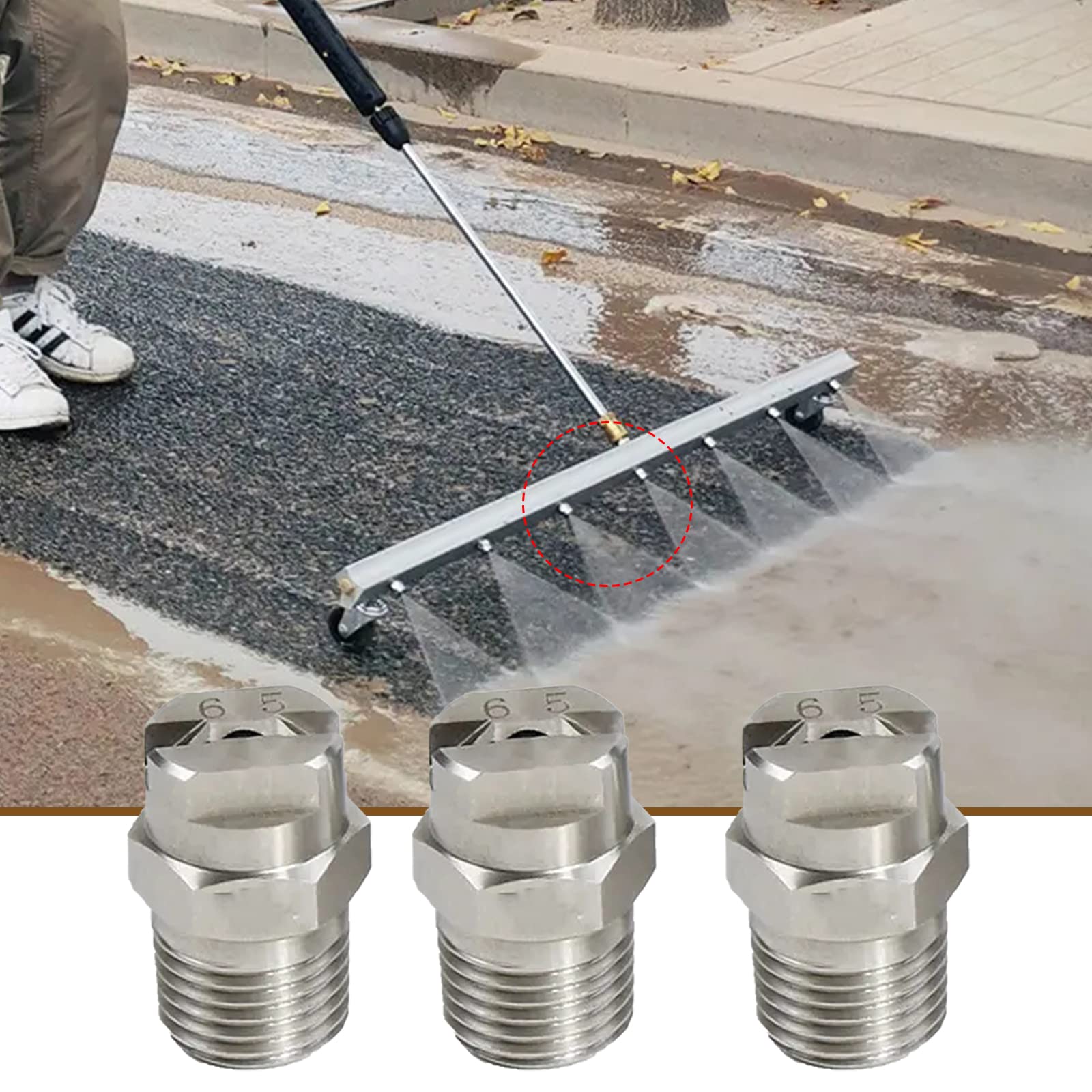 CDIYTOOL 8 ugelli a spruzzo ad alta pressione, 65°, ventola per scopa ad acqua e detergente, punta 1,3 mm, connessione filettata