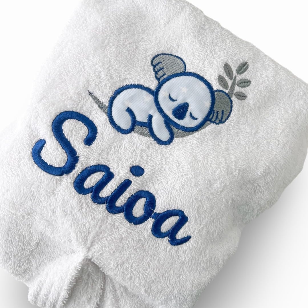 Albornoz infantil personalizable con nombre bordado - Albornoz unisex niño/niña nombre - Fabricante Español -Bata de baño rizo blanco absorbente. Talla 1 a 16