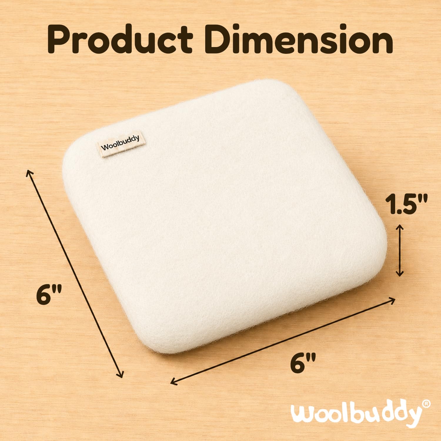 Woolbuddy Almohadilla de fieltro de aguja, alfombrilla de lana duradera para proyectos de manualidades, alternativa de espuma, 6 x 6 x 1.5 pulgadas (blanco)