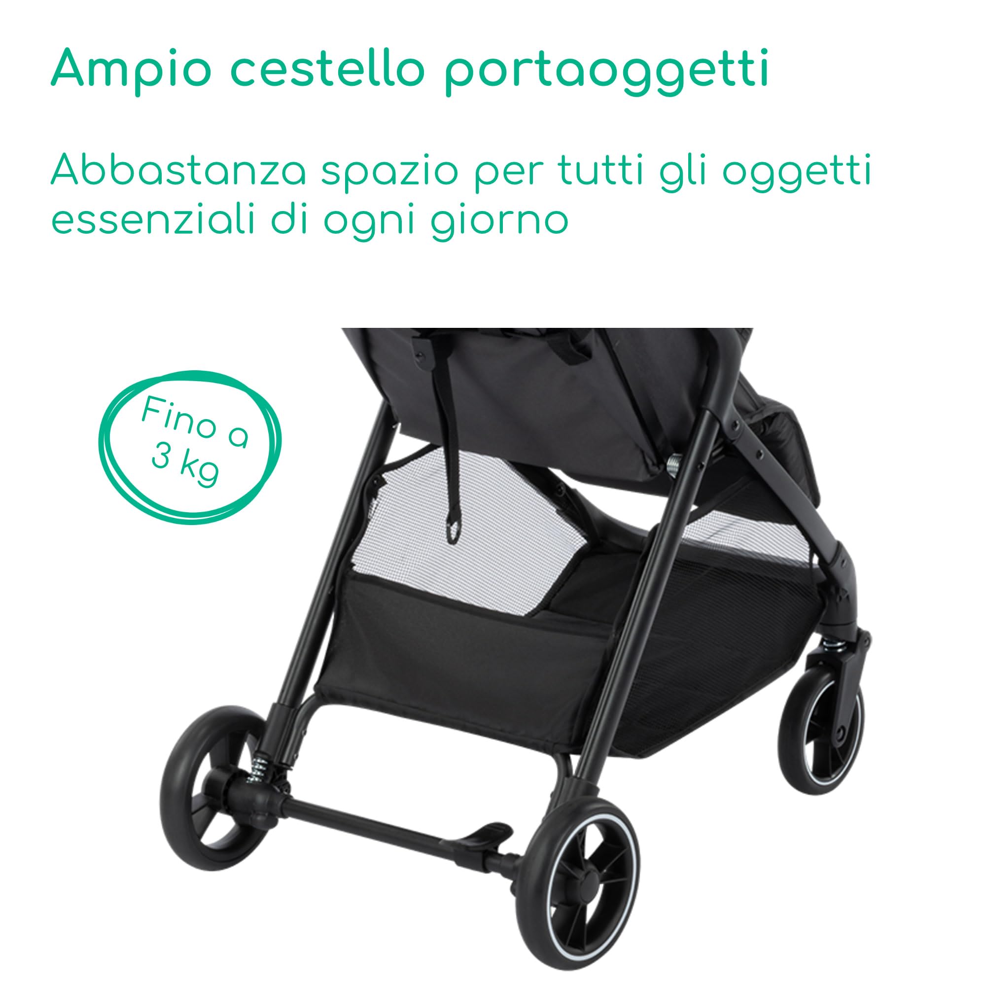 Bebeconfort Azur Duo 2in1 + Seggiolino i-Size, Mineral Graphite | 0-3 anni (15 kg), Passeggino Compatto, Reclinabile Fino a Posizione Sdraiata, Chiusura Automatica a Una Mano