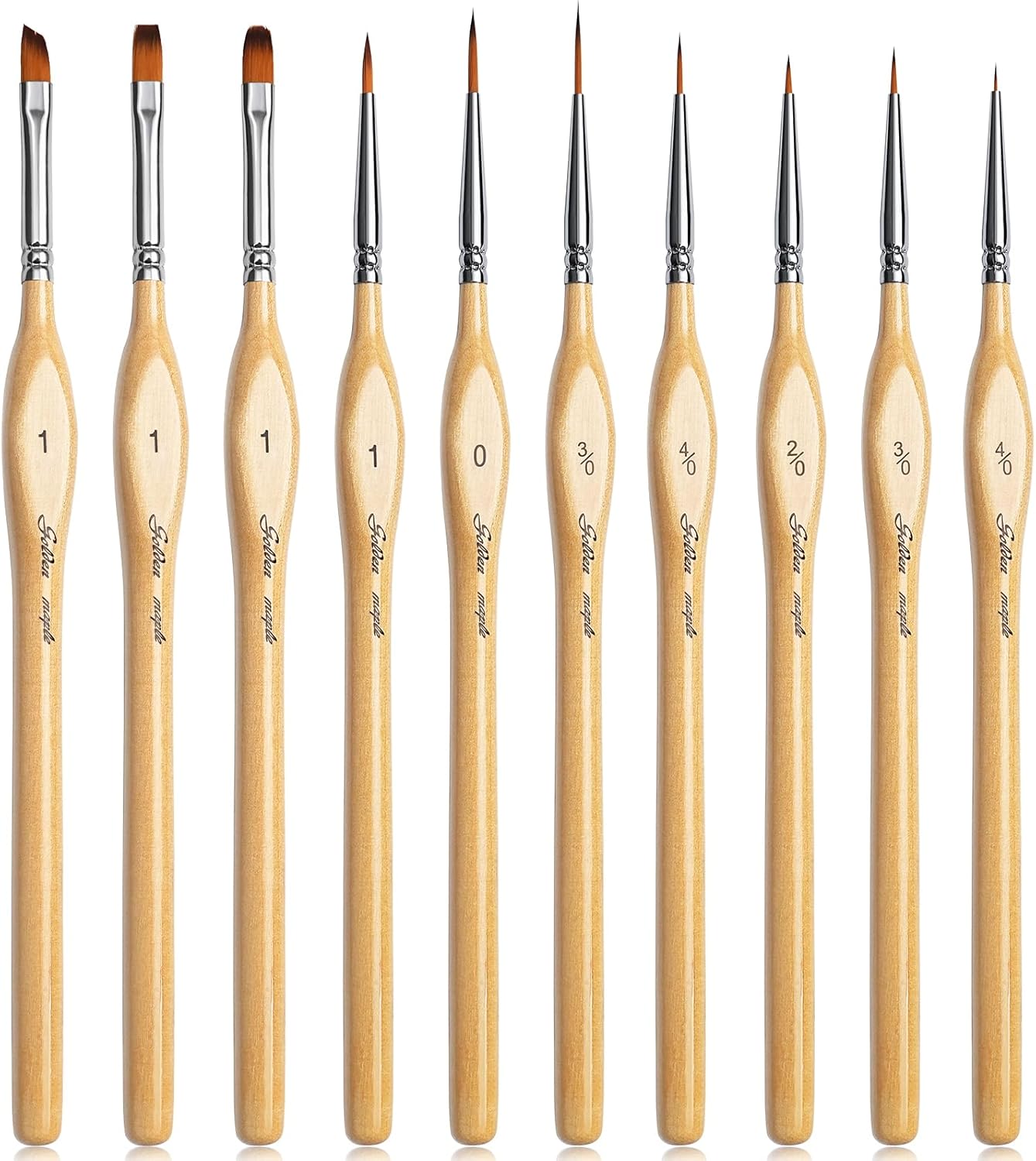 Golden Maple Detail Paint Brushes Set 10pcs Miniature Brushes for Fine Detailing & Art Painting - Acrylic, Watercolor, Oil, Models