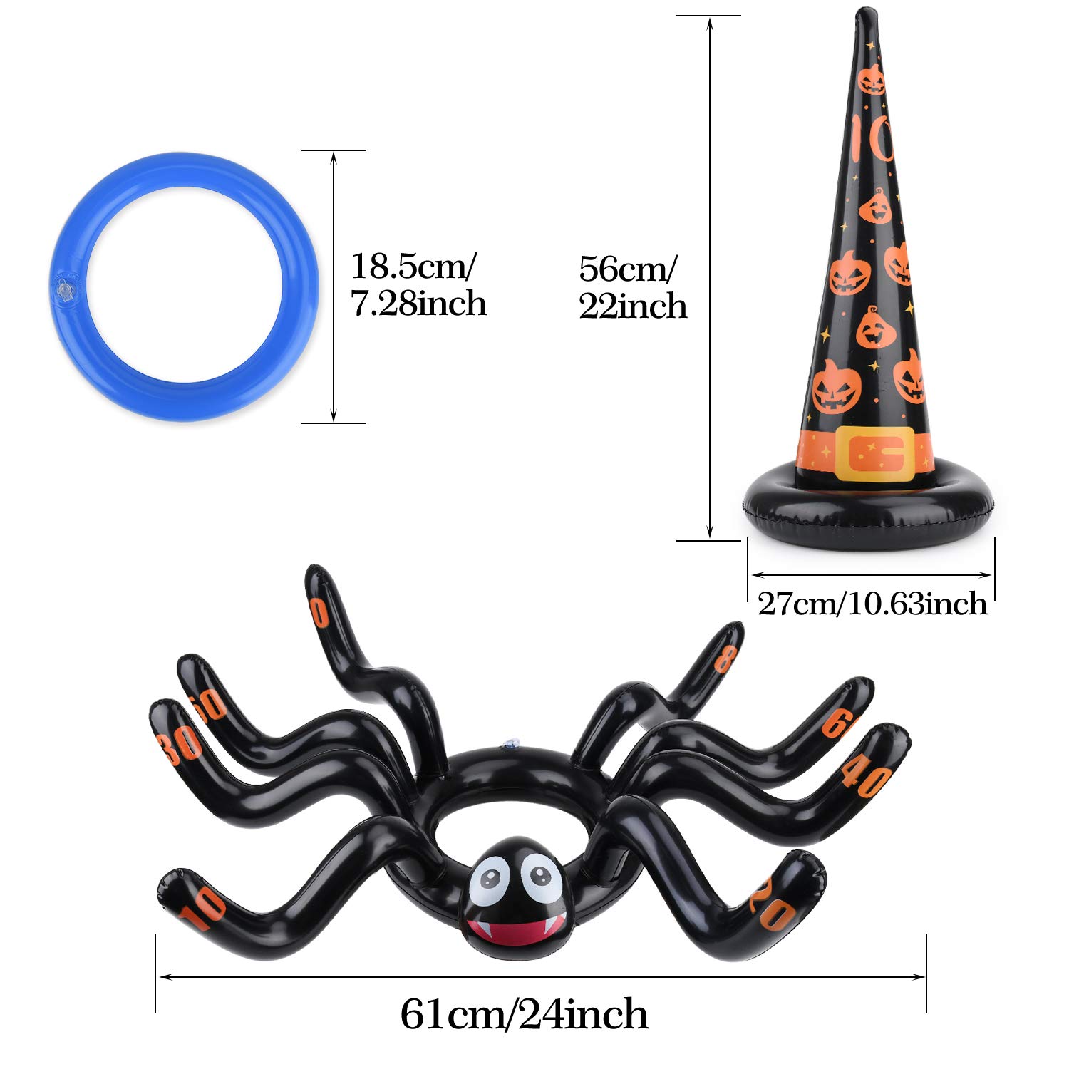 SRIZIAN Halloween Ringwurfspiel - 2 Aufblasbare Ziele Mit 8 Ringen