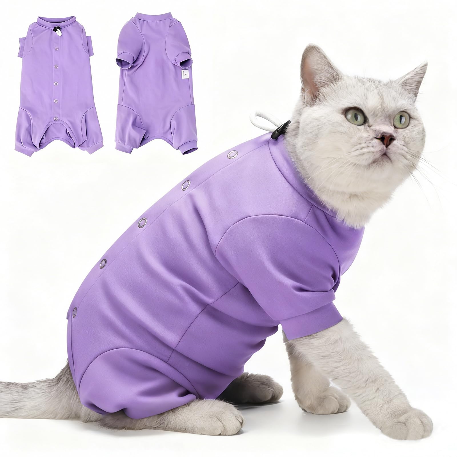 HEYWEAN Tutina Gatto Post Operatorio Body per Gatto Pigiama Manica Lunga Post Intervento Tuta Gattos Sterilizzato Body Chirurgico Gatto Vestito Medica Alternative al Collare