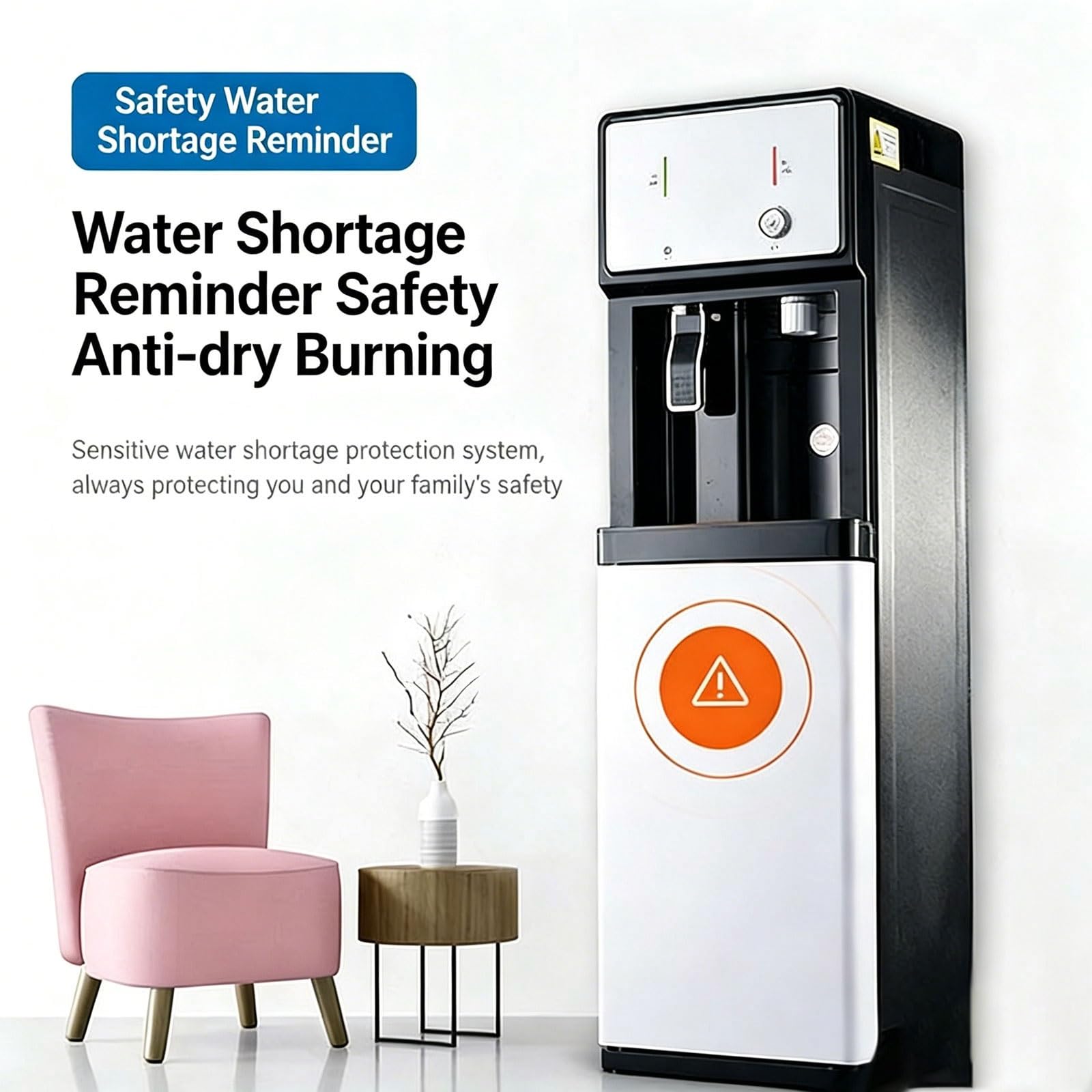 Freestanding Mains Fed Unit Floor-Loading Standing Water Cooler - Ideal For Home, Office, Coffee, Tea, Bar - 3 In 1 Water Cooler Dispenser For Instant Hydration