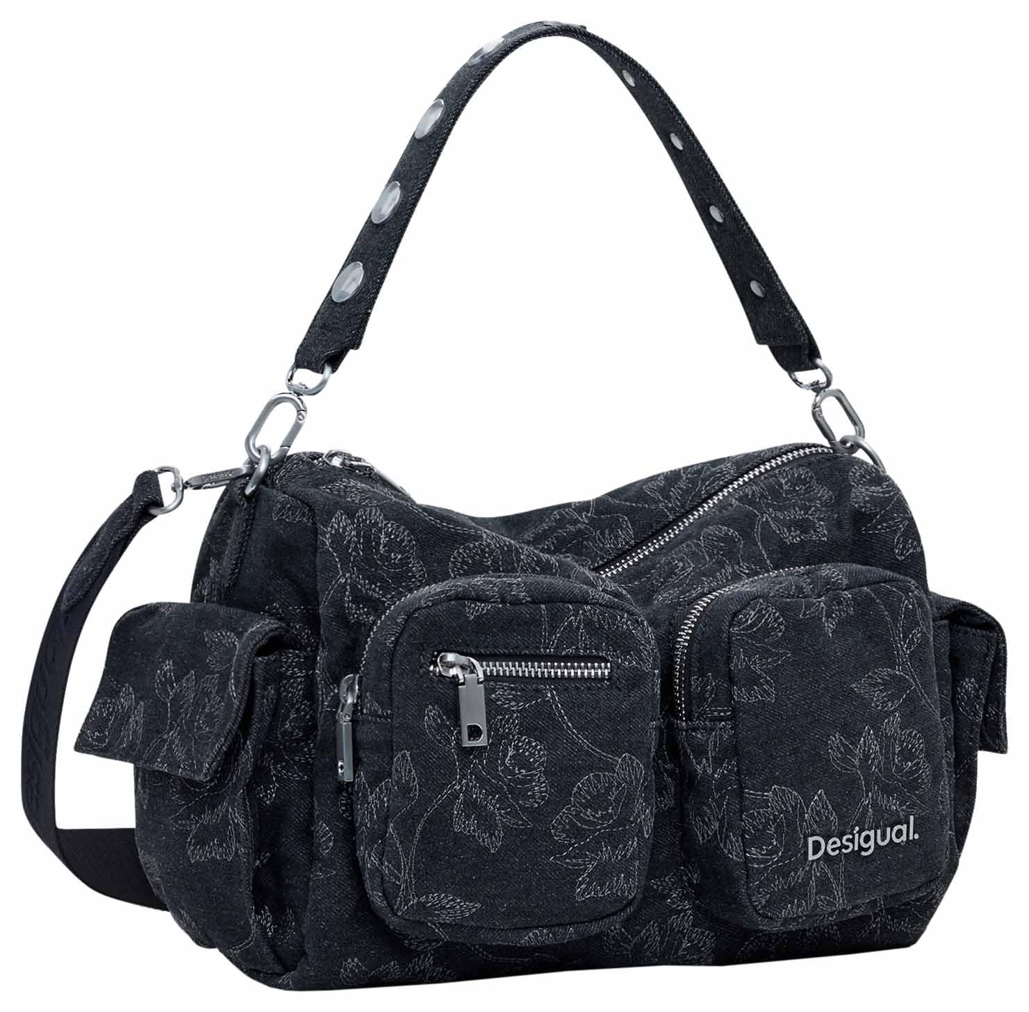 Desigual Women's Gris Multi-Pocket Handbag Whiskey Habana Large