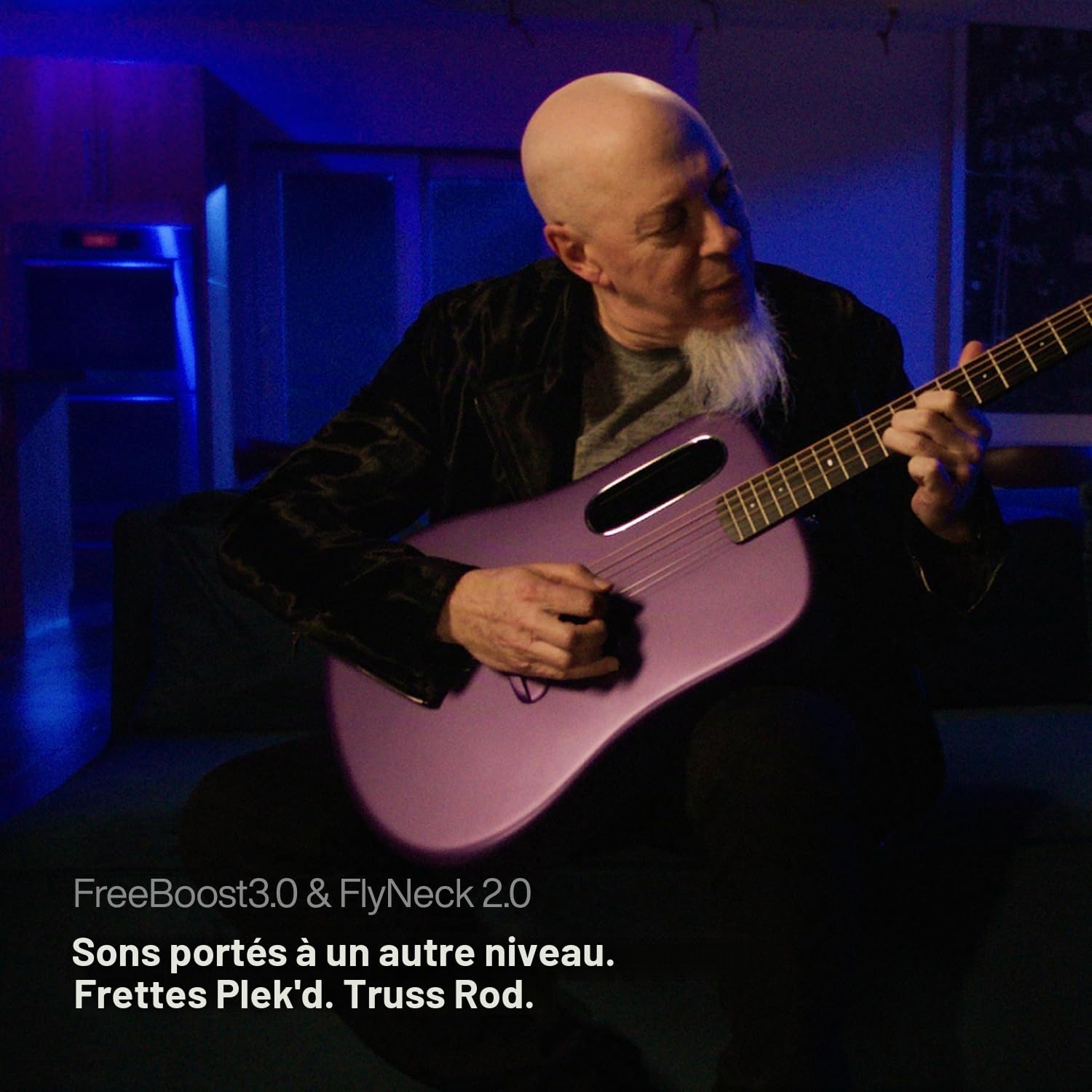 LAVA ME 4 Guitare électro-acoustique en fibre de carbone avec FreeBoost 3.0, Smart Guitar, housse, câble de données, clé de guidon, support 2,4 GHz Wi-Fi/5G Bluetooth