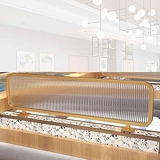 47 * 12 in Partitions Grille,Restaurant Decorative Partition,Low Fence Dining Area Partition,Gold Iron Frame and Tempered Glass Panel,for Countertop Office Bar Table