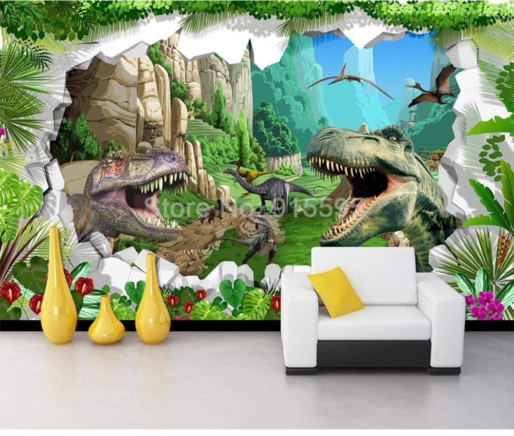 Papier peint panoramique dinosaure 3D de 300x210 cm pour chambre d'enfant