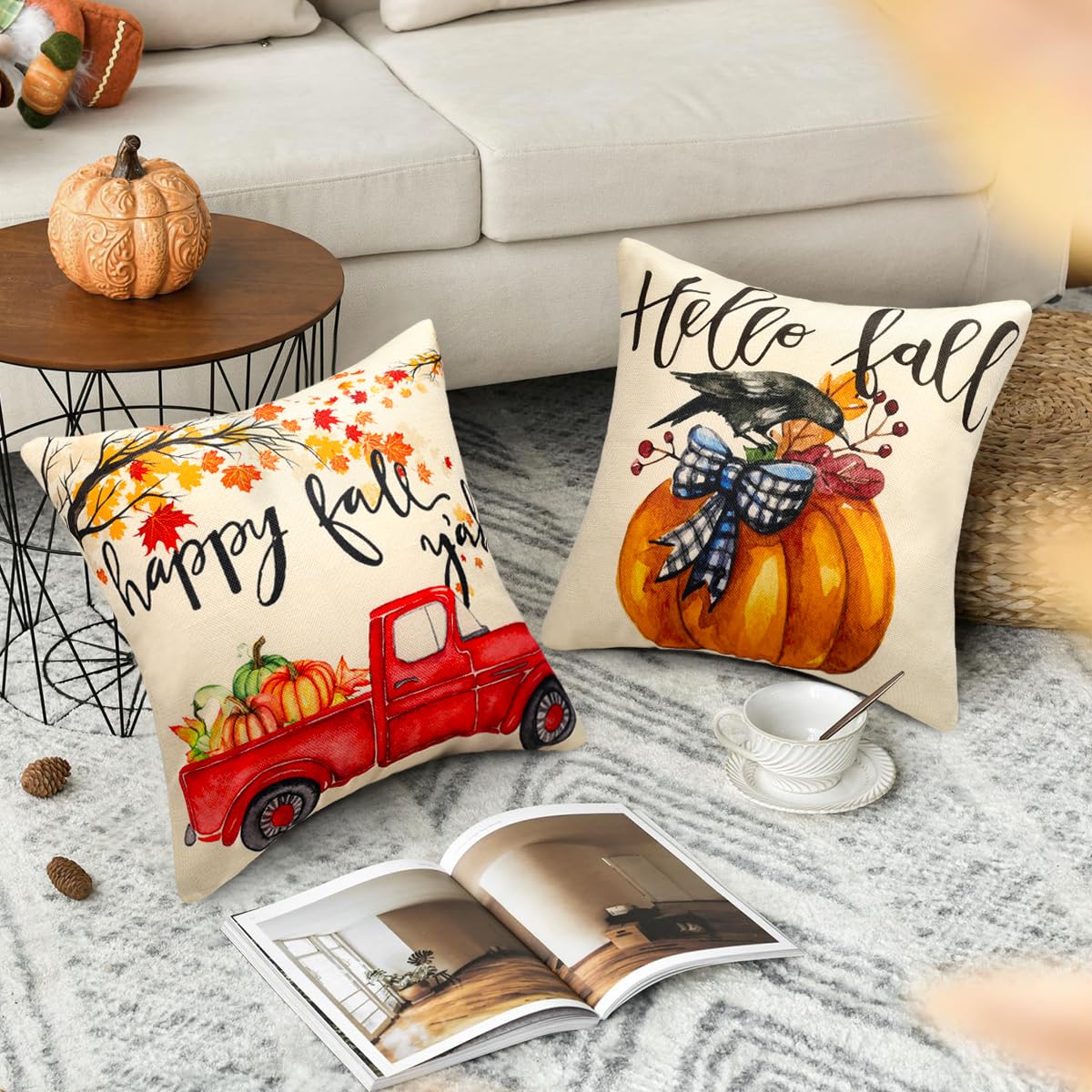 Kürbis-Hexen Kissenbezug 40x40cm - Halloween Deko Mit Unsichtbarem Reißverschluss