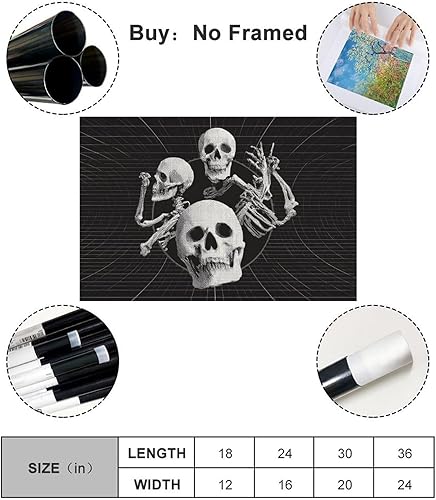 Miniatura 5 de JDBeehpy Cyberpunk - Póster de cuadrícula de esqueleto sin marco, pintura visual genial y futurista, decoración de Halloween, 16 x 24 pulgadas (15.7