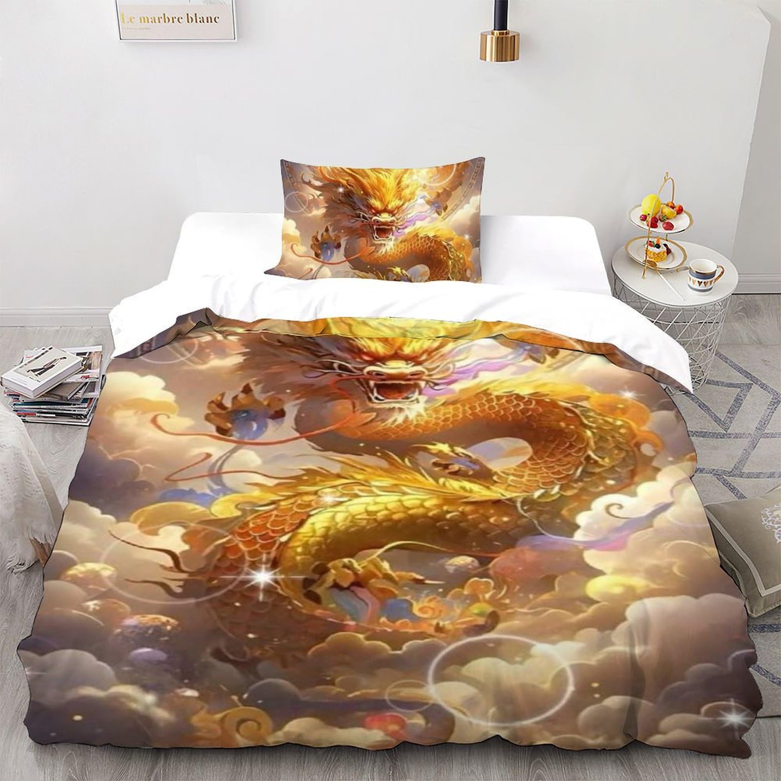 Housse de couette 135x200 garçon imprimé 3D animaux parure de lit microfibre