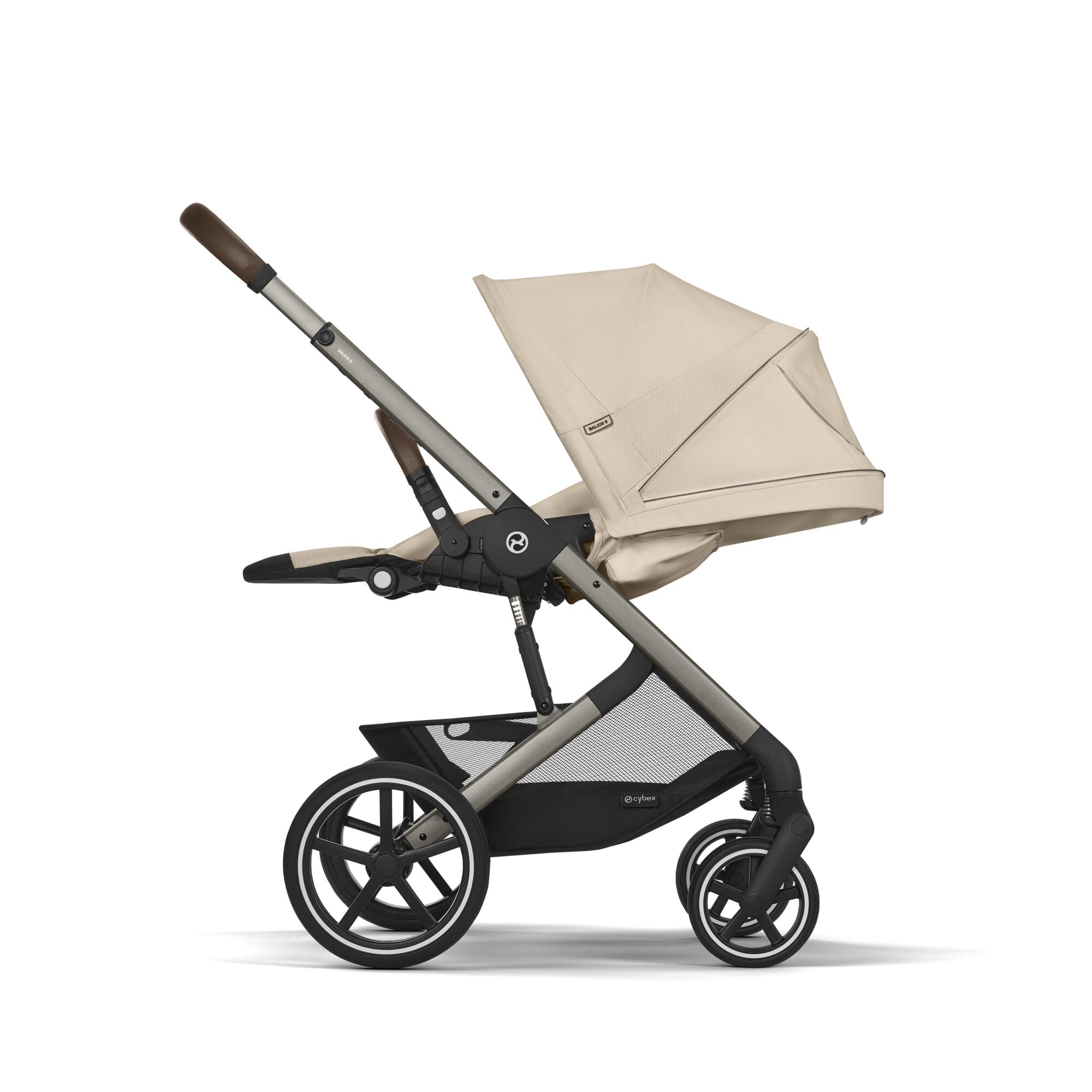 CYBEX Gold Balios S Lux Passeggino, Posizione Reclinabile Ergonomica, Sistema di Cinture con Una Sola Mano, Dalla Nascita Fino a 22 Kg (Circa 4 Anni), Almond Beige