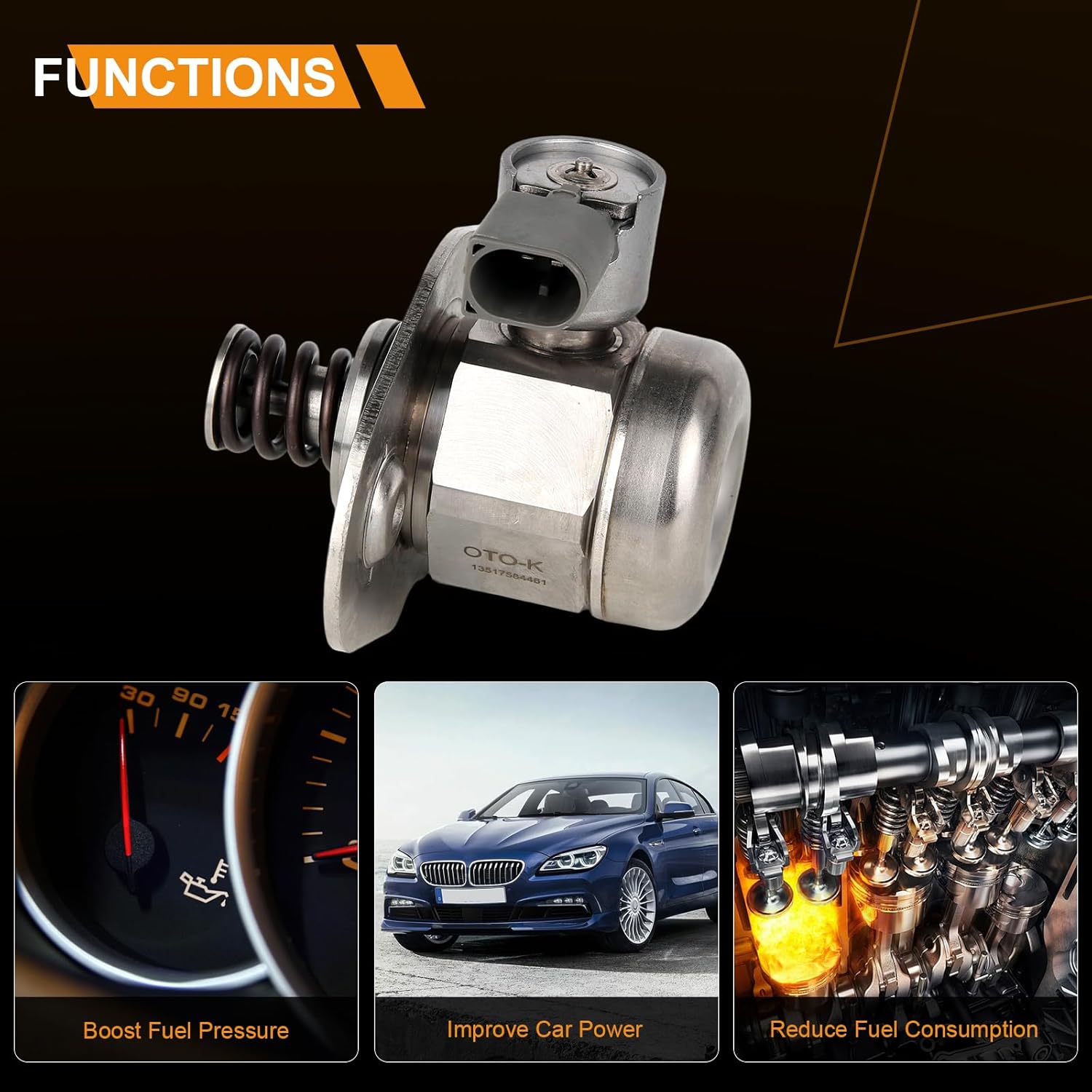 OTO-K High Pressure Fuel Pump Compatible with BMW 320i/320i xDrive 2013-2014,328i 2012-2014, 528i/528i xDrive X3 228i Z4 2.0L Replace 13517584461 HM10017