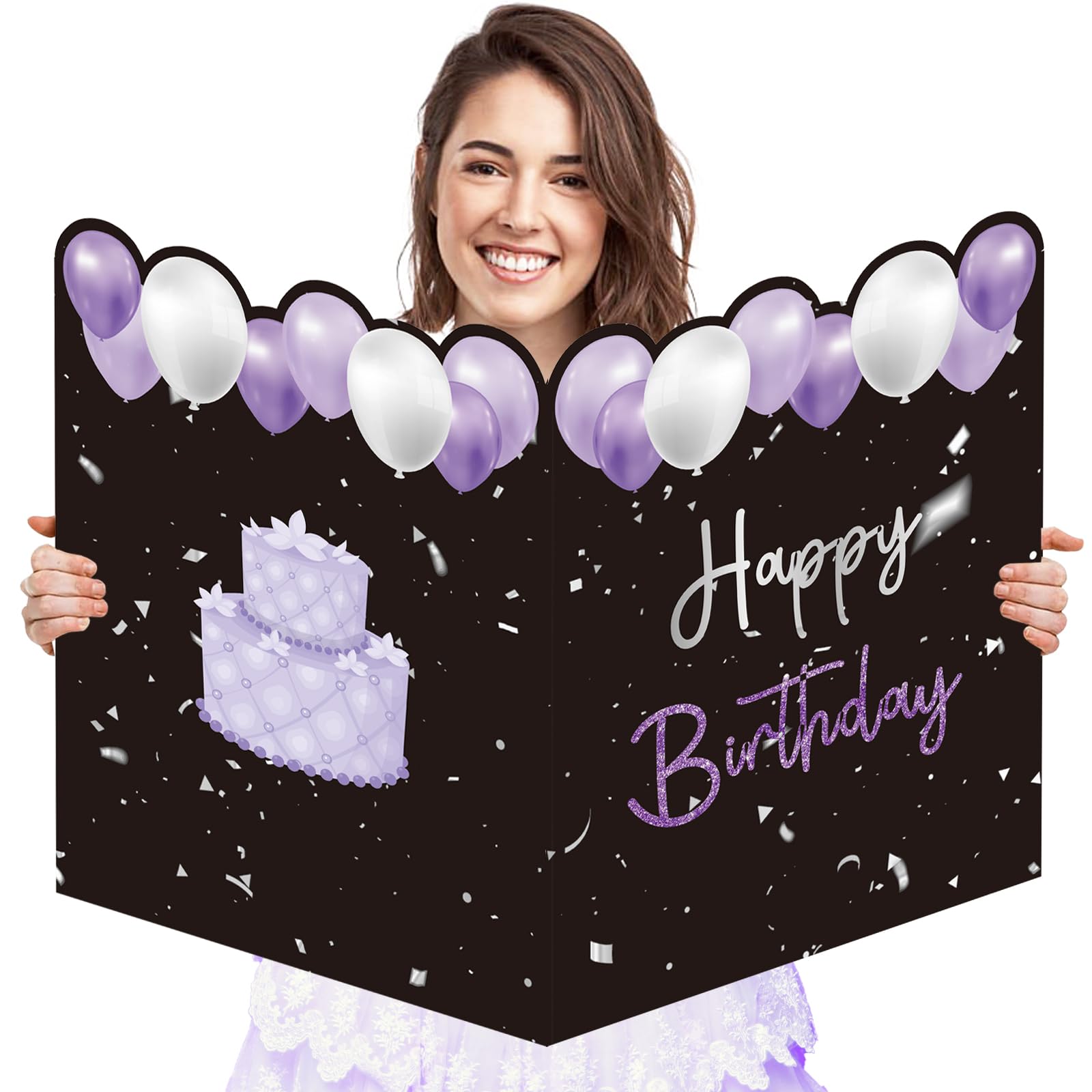 SULICRE Jumbo Birthday Card with Envelope, 22 x 14 Inch Extra Large Greeting Card for Women Boss, Happy Birthday Giant Guest Book, Oversize Birthday