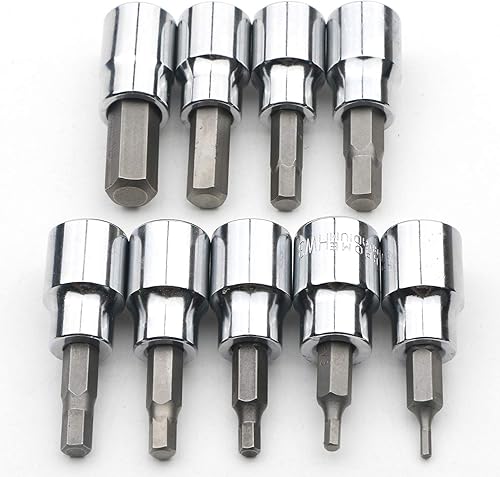 Miniatura 5 de Juego de 9 llaves hexagonales de 3/8 pulgadas, juego de brocas hexagonales Allen H2 H3 H4 H5 H5.5 H6 H7 H8 H10