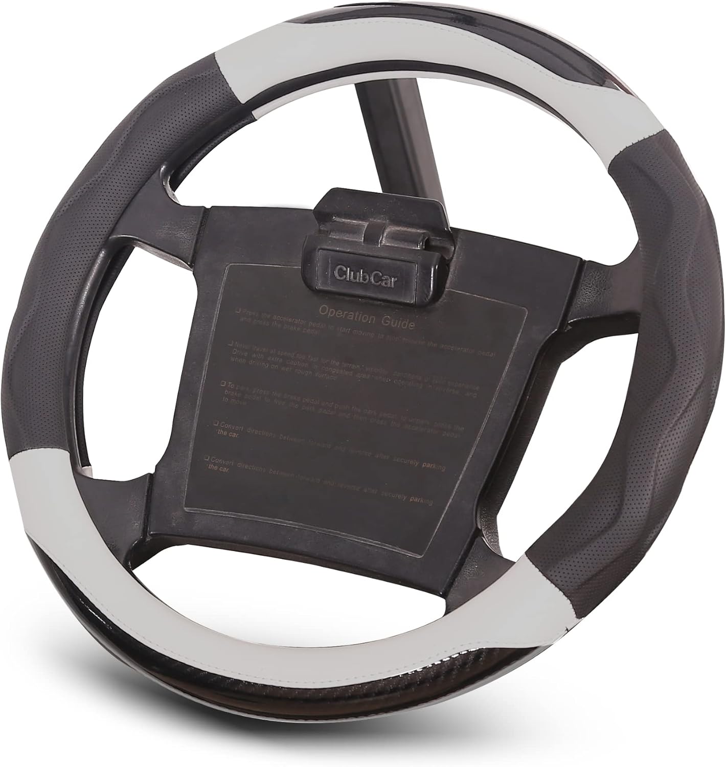 Golf Cart Steering Wheel Cover for Club Car, Pu Leather Microfiber Anti Slip Steering Wheel Cover(Black Grey)