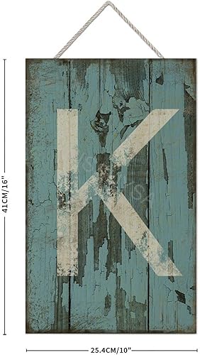 Vista 166 de Letrero colgante de madera con letra A, letrero de madera, decoración del hogar, 26 letras del alfabeto de metal, placa de madera, decoración