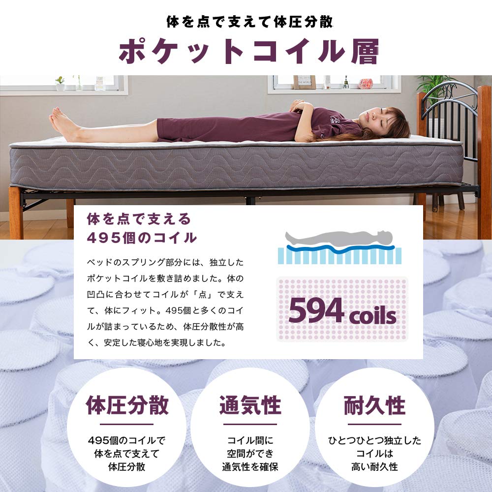Amazon｜アイリスプラザ ポケットコイルマットレス 極厚20cm 2層 