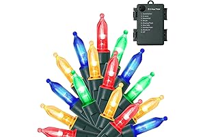 WATERGLIDE 50 LED Outdoor Christmas Lights: Illuminate Your Holidays with Battery-Powered Brilliance