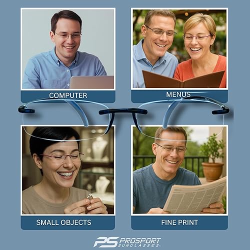 Miniatura 8 de proSPORT Reading Glasses Rimless Full Lens Reader Ultra Lightweight Flexible Men Women