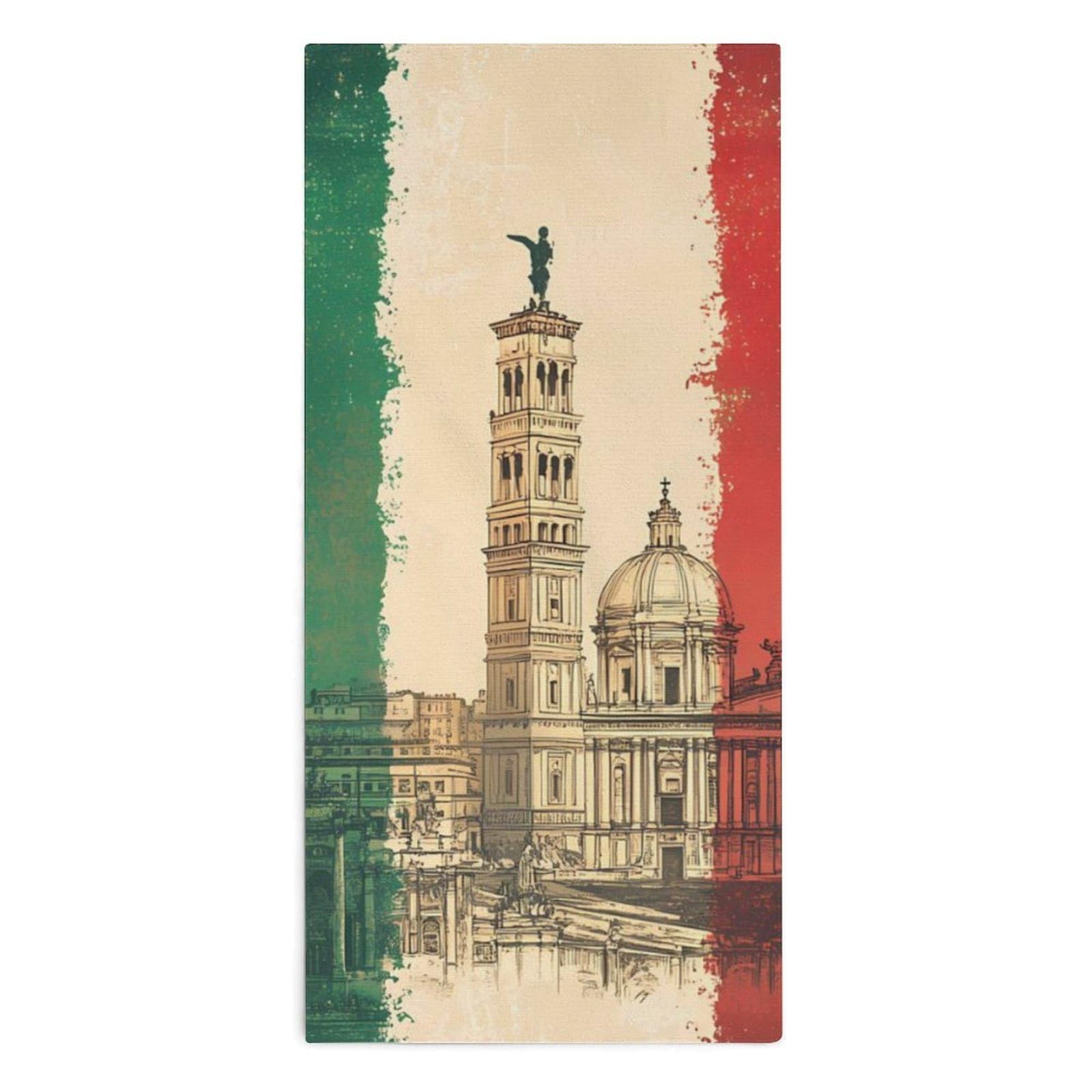 TXFBTRFSA Italian Flag Italy Building Hand Towels for Adult Face Towel Bath Beach Swim Accessories