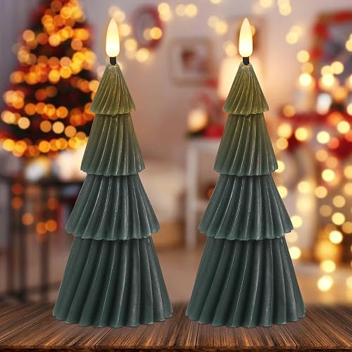 Wondise Christmas Tree Flameless Candles with 6hrs Timer, Real Wax