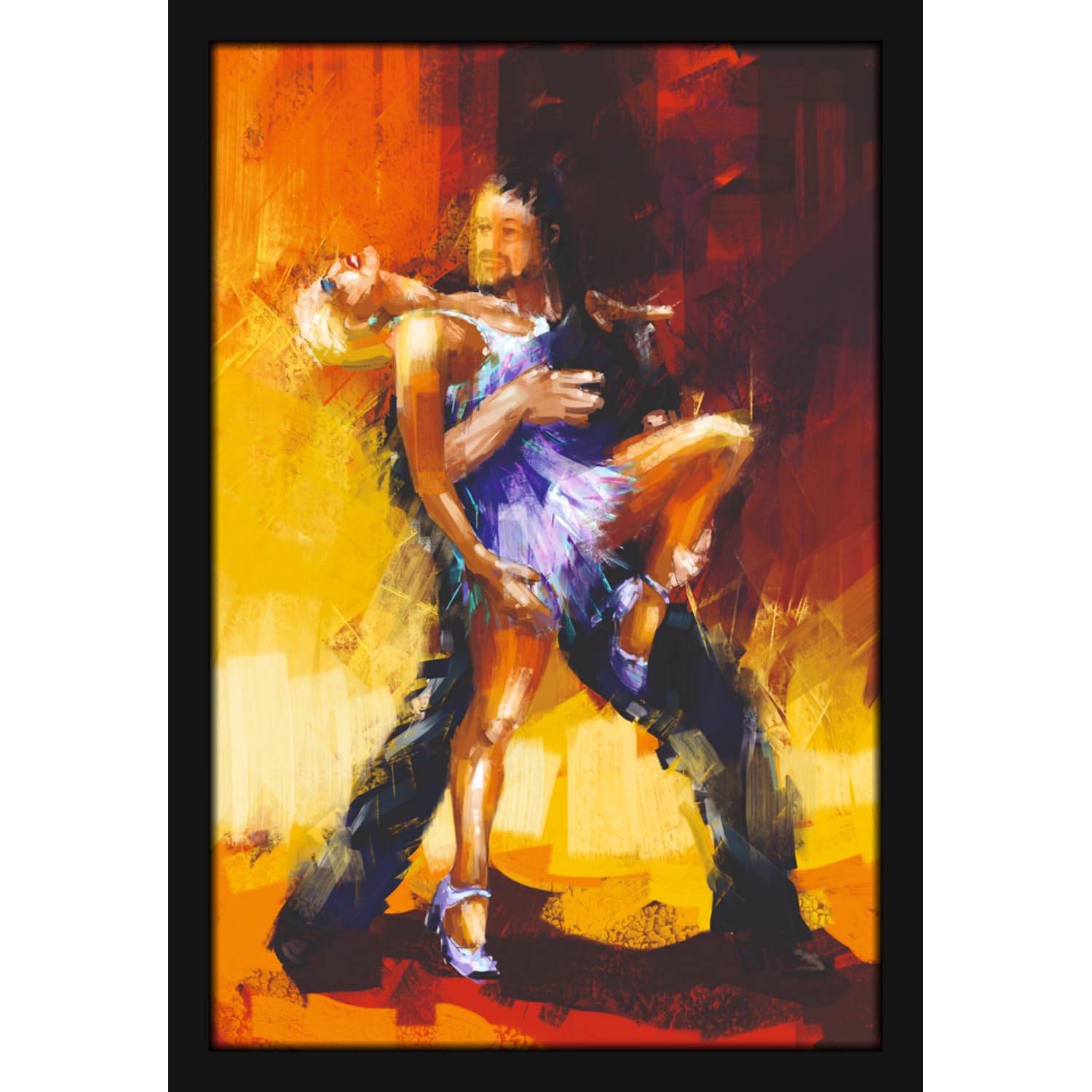 Mad Masters Dancing Couple Love Romance Painting Hanging Photo Frame Decorative Item for Living Room, Bedroom, Home Decor and Wall Decoration (MM 1259, 8x12 Inch, Paper, Without Plexi Glass)